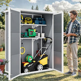 DWVO 5 x 3ft Gray Resin Outdoor Storage Shed with Floor, Window, Waterproof Construction, and Lockable Door for Garden, Yard, or Patio
