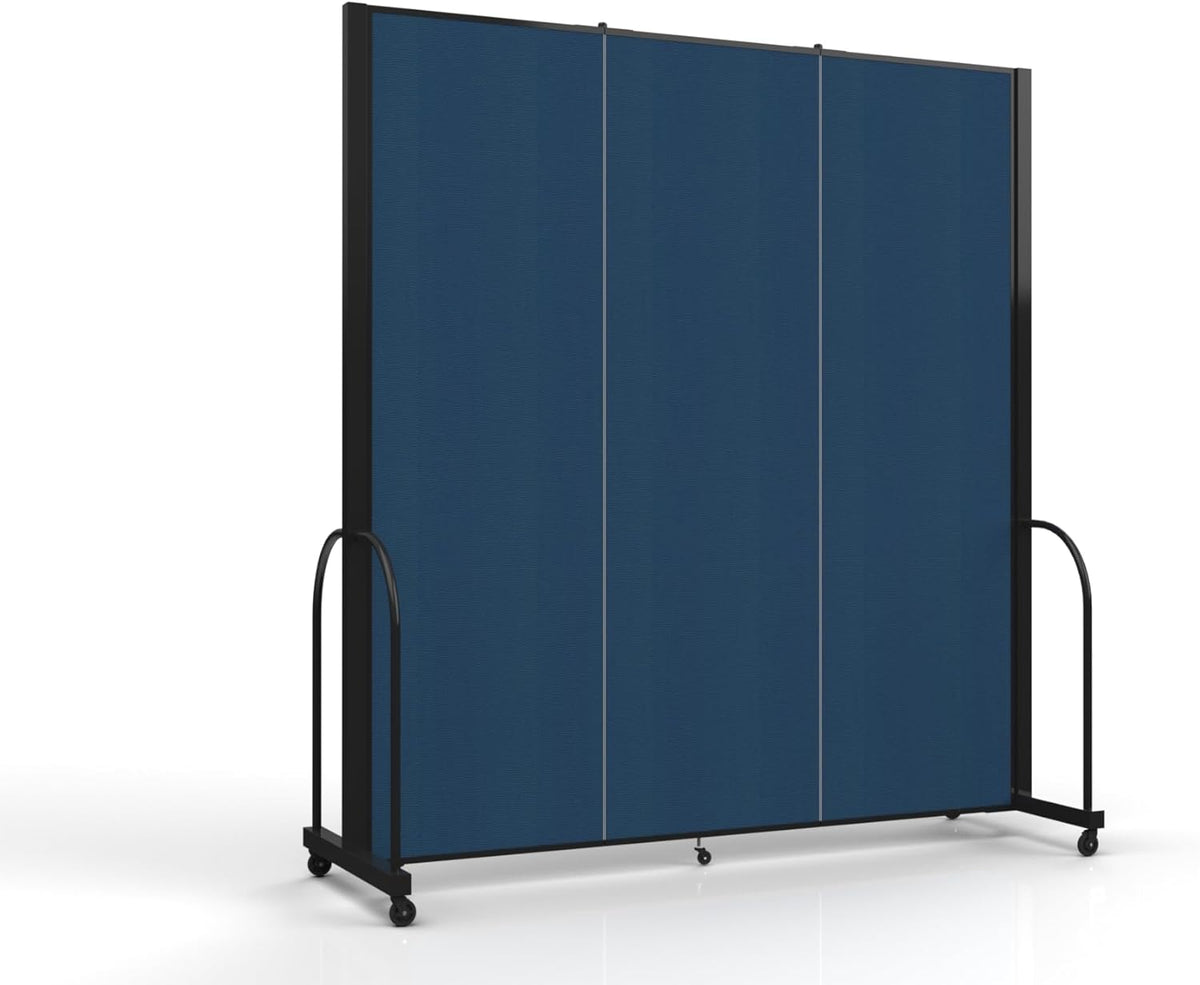 Folding Portable Room Divider with Metal Frame for School and Office Privacy, 76 Tall x 87 Wide, Navy