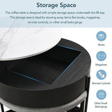 Linique Modern Round Lift-Top Coffee Table with Concealed Storage and 3 Ottomans, White + Black