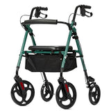 ELENKER Rollator Walker with 10′′ Wheels, Sponge-Padded Seat and Backrest, Fully Adjustable Frame for Seniors, Green