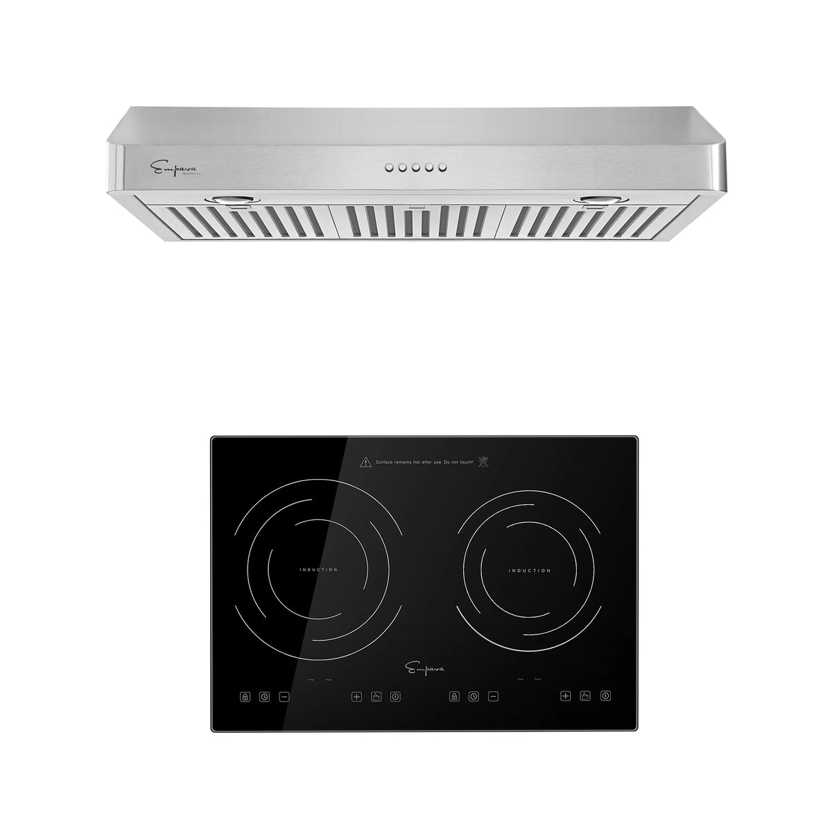 2-Piece Kitchen Appliance Package with Portable 2-Element Induction Cooktop and 30-Inch Under-Cabinet Range Hood