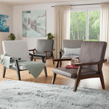 Furniture of America Kikee Light Gray Wood Accent Chairs with Padded Fabric Seats, Set of 2