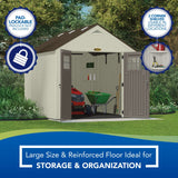 Suncast 8 x 10 ft. Outdoor Storage Shed with Metal and Resin Construction, Vanilla Finish