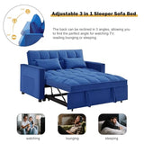 Convertible 3-in-1 Sleeper Sofa Bed with Pullout Bed and Side Pocket, Black Futon Loveseat for Living Room, Bedroom or Small Spaces