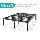 14-Inch Full Platform Bed Frame, Heavy-Duty Metal Mattress Foundation with Underbed Storage, No Box Spring Required, Easy Assembly and Noise-Free Support