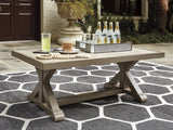 Outdoor Beachcroft Rectangular Cocktail Table by Ashley, Beige Finish