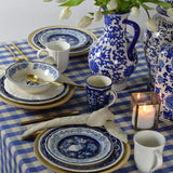 Euro Ceramica Blue Garden 16-Piece Stoneware Dinnerware Set, Oven Safe and Hand Painted, Service for 4, White and Blue Floral Vase Design