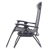 Set of 2 BTEXPERT Adjustable Steel Mesh Zero Gravity Lounge Chairs with Pillow, Utility Tray, Cup Holder, and Gray Case