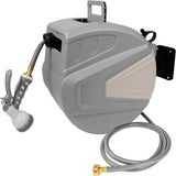 Twinkle Star Wall-Mounted Garden Hose Reel with 98.5+6.6 FT 1/2 Hose, 9-Pattern Nozzle, Auto-Rewind Slow-Return System and 180-Degree Pivot Bracket