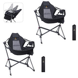 Nice C 1-Pack Hammock Camping Rocker Chair with High Back, Stand, Cup Holder, and Side Pocket, Heavy Duty Swinging Outdoor Seat