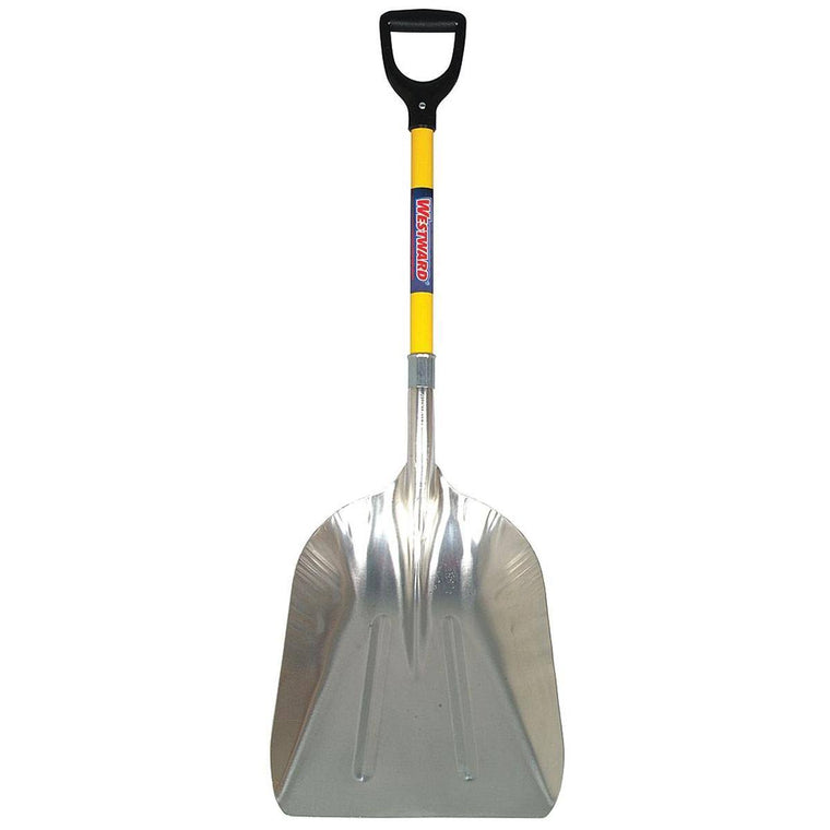 Westward 3YU77 Aluminum Grain Scoop with 26-1/4 in. Handle, Yellow