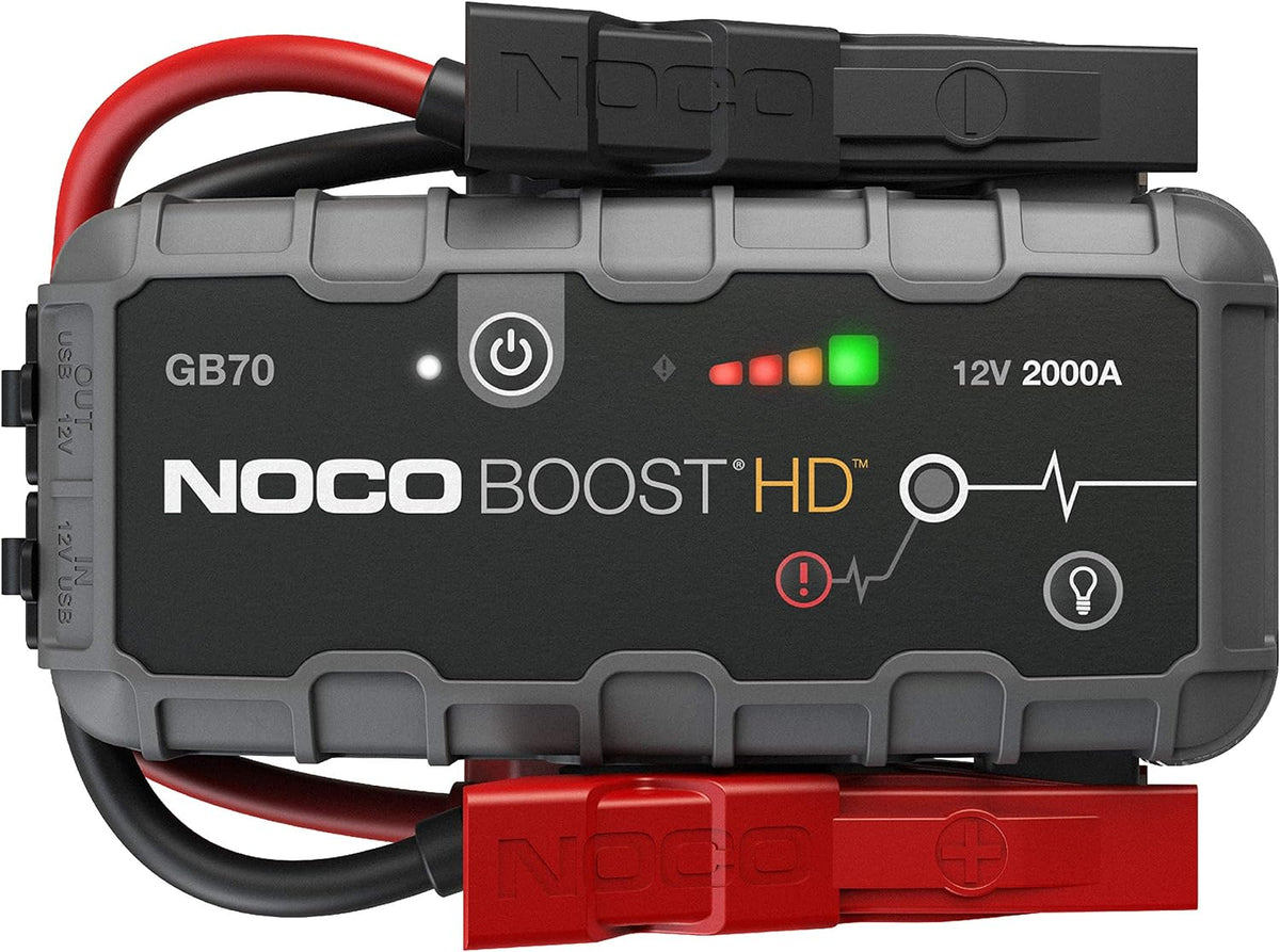 NOCO Boost HD GB70 2000 Amp 12-Volt UltraSafe Lithium Jump Starter with Power Bank, Charger and Jumper Cables for Up to 8-Liter Gasoline or 6-Liter Diesel Engines
