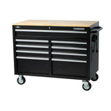 Husky Mobile Workbench with 9 Drawers and Solid Wood Top, 46 in. W x 24.5 in. D