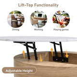 Linique Modern Round Lift-Top Coffee Table with Concealed Storage and 3 Ottomans, White + Black