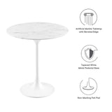 Modway Lippa 20-Inch Round Side Table with Artificial Marble Top, White
