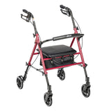 Red Drive Medical Aluminum Rollator with Adjustable Height and 6-Inch Casters