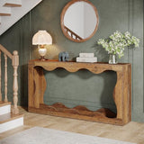 Tribesigns 63-Inch Farmhouse Console Table in Brown, Featuring Storage for Entryways, Hallways, Living Rooms, or Behind the Sofa
