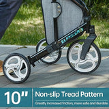ELENKER Compact 3-Wheel Rollator Walker with 10?? Wheels, Narrow Folding Design for Small Spaces, Travel Mobility Aid for Seniors, Blue