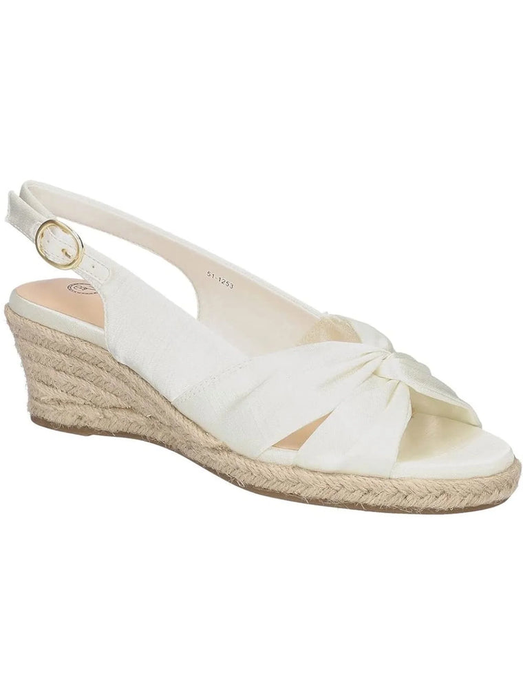 BELLA VITA Womens Kimora Espadrille Wedge Shoes, White Padded Round-Toe Design with Buckle, Size 10 M