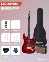 Leo Jaymz 39-Inch Full-Size ST-Style Electric Guitar Starter Kit with SSH Pickup, 5W Portable Amp, Tuner, Gig Bag, Strap and Accessories, Violet Ocean