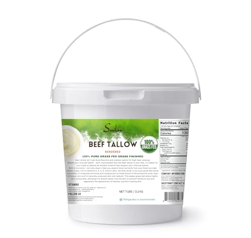 100% Pure Food-Grade Beef Tallow, Rendered from Non-GMO Beef, 7 LBS