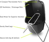 Spin Bin 60 Gal. Rotating Outdoor Compost Tumbler for Garden Composting, Black