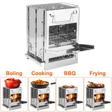 iMounTEK Folding Stainless Steel Wood-Burning Camp Stove with Carry Bag, Portable Mini BBQ and Heating Stove for Backpacking, Hiking, Survival and Outdoor Tents