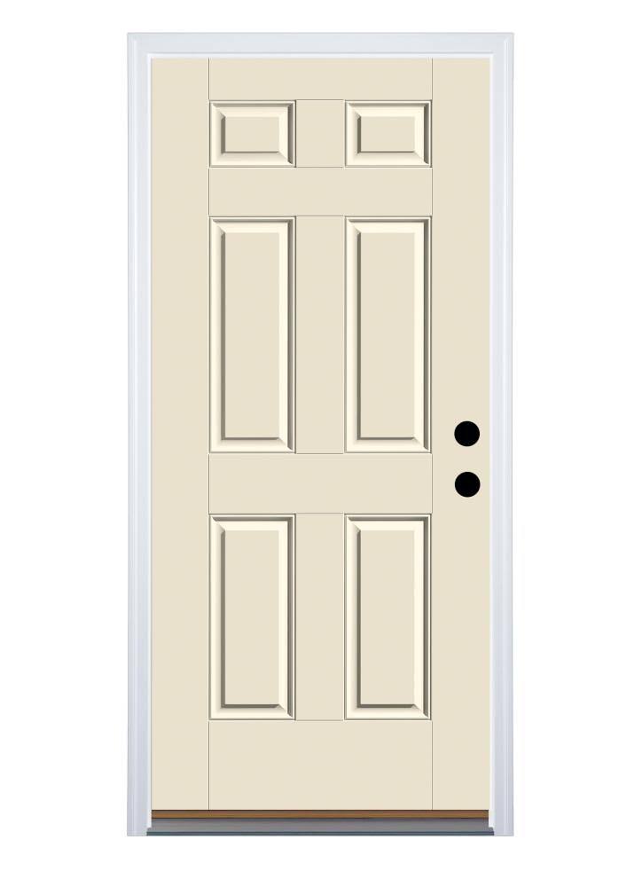 Therma-Tru Benchmark 32-in x 80-in Fiberglass Front Door, Left-Hand Inswing Prehung Design with Whi Finish