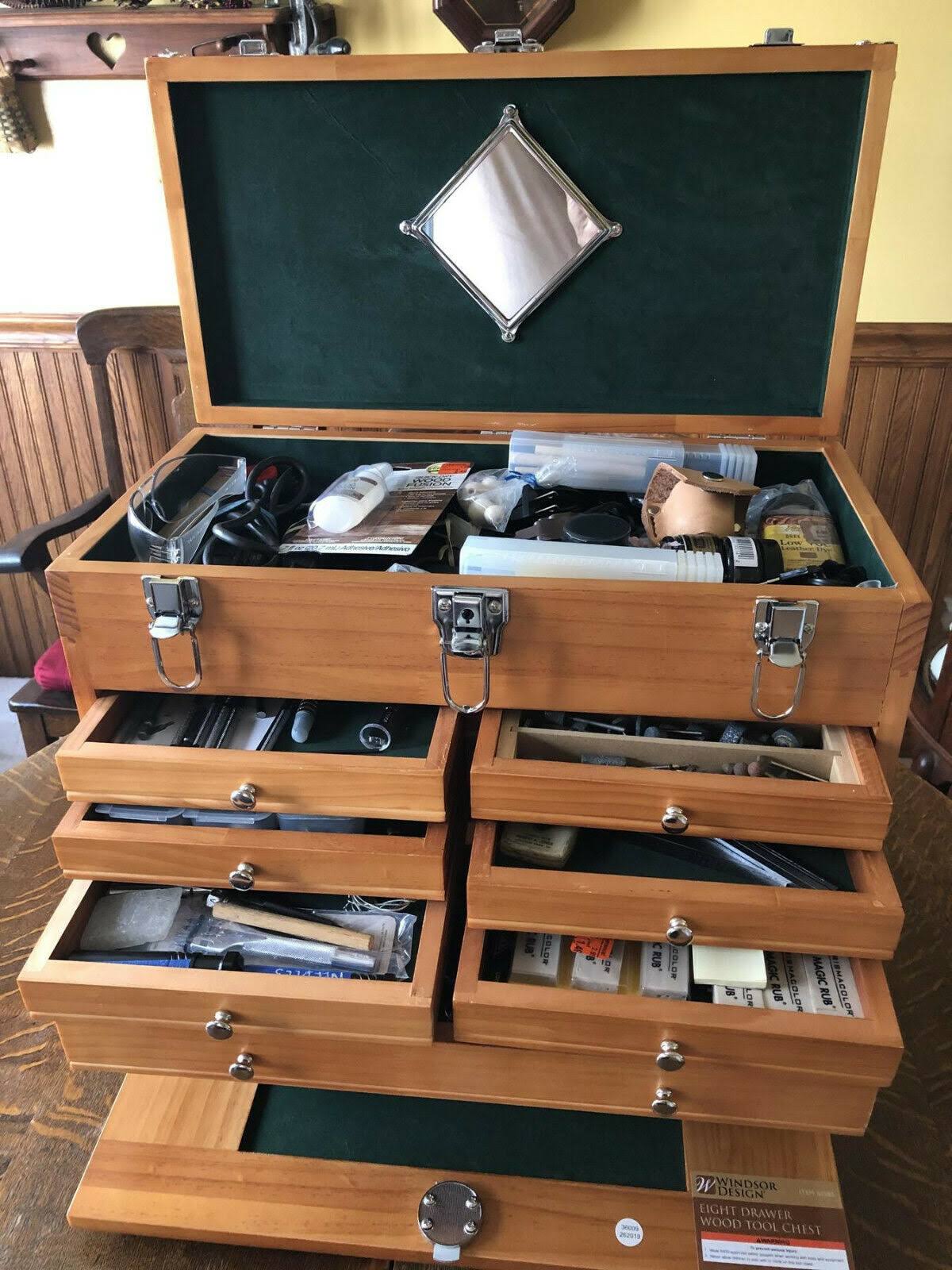 Windsor Design Wooden Tool Chest Featuring 8 Drawers