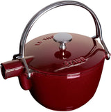 Staub 1-Quart Round Cast Iron Tea Kettle, Basil Green, Made in France