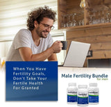 Mens Fertility Supplement Bundle featuring FertilAid, MotilityBoost, and Countboost, with Maca, Ashwagandha, CoQ10, and Zinc for Count, Motility, and Morphology Support