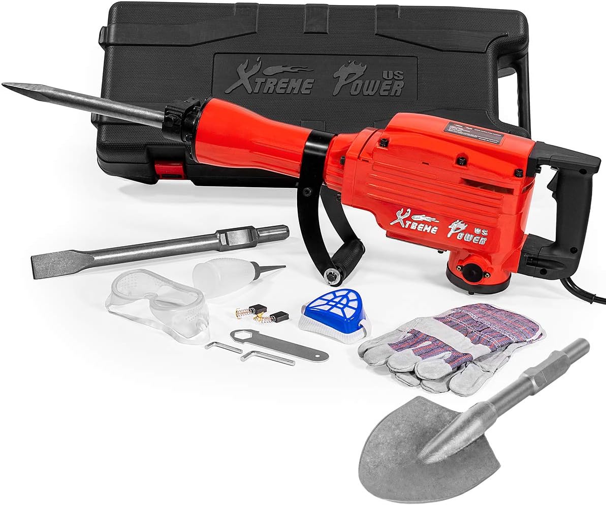 XtremepowerUS 61116-XP 2200W Electric Demolition Jack Hammer with Chisel and Shovel Bits for Concrete Breaking