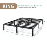 14-Inch Full Platform Bed Frame, Heavy-Duty Metal Mattress Foundation with Underbed Storage, No Box Spring Required, Easy Assembly and Noise-Free Support