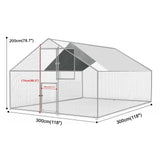 Kkonetoy Walk-In Poultry Cage with Waterproof Cover, 10 X 10 X 6.6ft Metal Chicken Coop and Duck Run