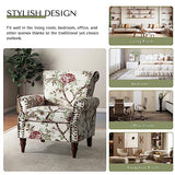 HULALA HOME Upholstered Wingback Accent Chair with Removable Cushion, Wood Legs and Nailhead Trim, Floral Living Room or Bedroom Armchair, Blue