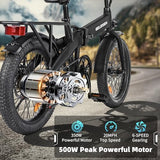 Folding 20′′ x 3.0 Fat-Tire Electric Bike for Adults with 374.4Wh Battery, 20MPH Cargo E-Bike, LCD Color Display and 6-Speed Gears, Fits Riders 50+