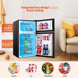 Tacklife 3.1 Cu. Ft. Mini Fridge with Freezer, Two-Door Compact Refrigerator featuring Low-Noise, Energy-Saving Operation and Interior LED
