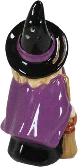 Ebros Gift Halloween Villains Ceramic Salt and Pepper Shakers, Vampire Dracula and Kissing Witch with Broomstick, Magnetic Set with Rubber Stoppers