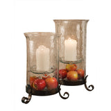 Dessau Home Bronze Iron Cylinder Hurricane with Hammered Glass, Decorative Home Accent