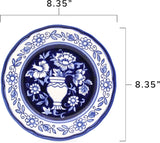 Euro Ceramica Blue Garden 16-Piece Stoneware Dinnerware Set, Oven Safe and Hand Painted, Service for 4, White and Blue Floral Vase Design