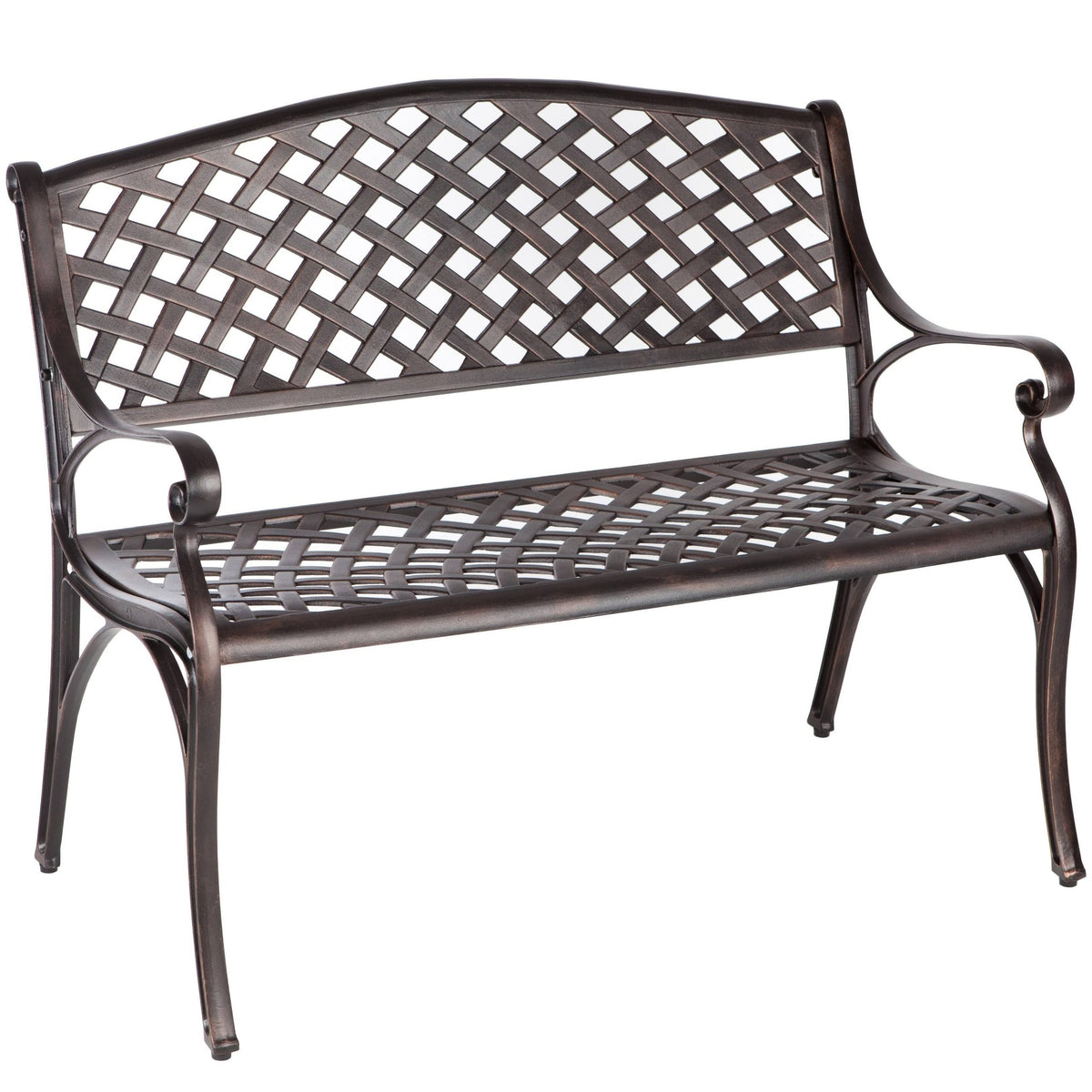 Patio Sense Antique Bronze Cast Aluminum Bench for Outdoor Patios