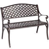 Patio Sense Antique Bronze Cast Aluminum Bench for Outdoor Patios