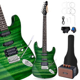 Leo Jaymz 39-Inch Full-Size ST-Style Electric Guitar Starter Kit with SSH Pickup, 5W Portable Amp, Tuner, Gig Bag, Strap and Accessories, Violet Ocean