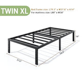 14-Inch Full Platform Bed Frame, Heavy-Duty Metal Mattress Foundation with Underbed Storage, No Box Spring Required, Easy Assembly and Noise-Free Support