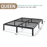 14-Inch Full Platform Bed Frame, Heavy-Duty Metal Mattress Foundation with Underbed Storage, No Box Spring Required, Easy Assembly and Noise-Free Support