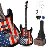 Leo Jaymz 39-Inch Full-Size ST-Style Electric Guitar Starter Kit with SSH Pickup, 5W Portable Amp, Tuner, Gig Bag, Strap and Accessories, Violet Ocean