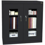Sandusky Clear View Counter Storage Cabinet, Black, 42H x 36W x 18D