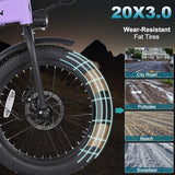 Folding 20′′ x 3.0 Fat-Tire Electric Bike for Adults with 374.4Wh Battery, 20MPH Cargo E-Bike, LCD Color Display and 6-Speed Gears, Fits Riders 50+