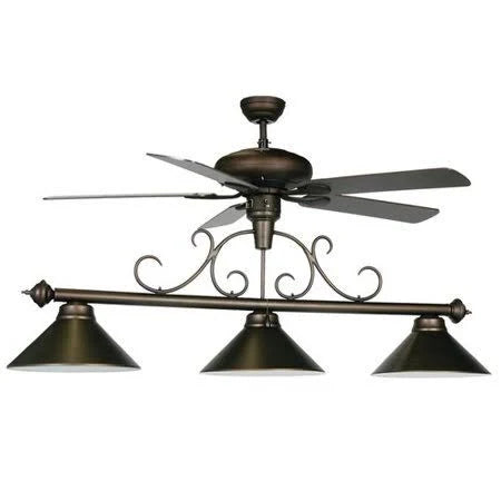 Ram 3-Light Billiard Room Fixture with Integrated Ceiling Fan