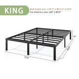 14-Inch Full Platform Bed Frame, Heavy-Duty Metal Mattress Foundation with Underbed Storage, No Box Spring Required, Easy Assembly and Noise-Free Support